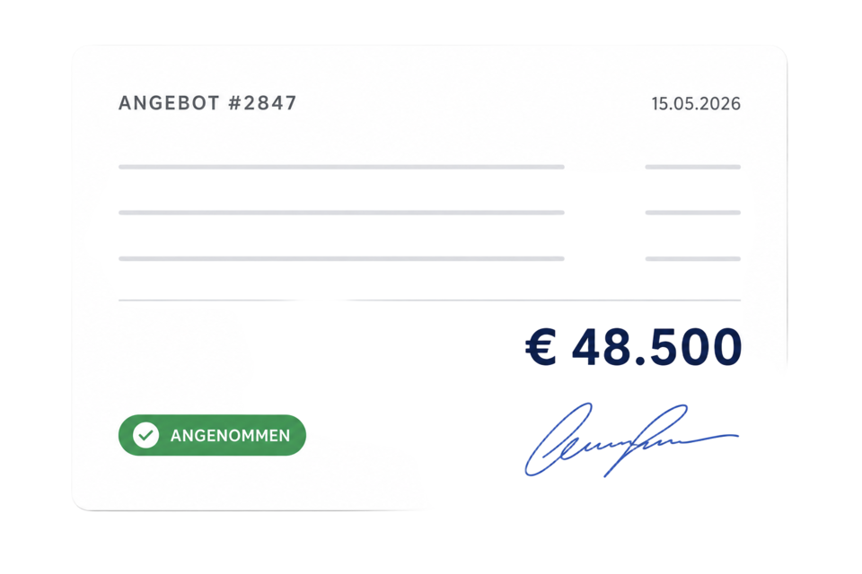 Angebot angenommen: Maßgeschneidertes Angebot über 48.500 €